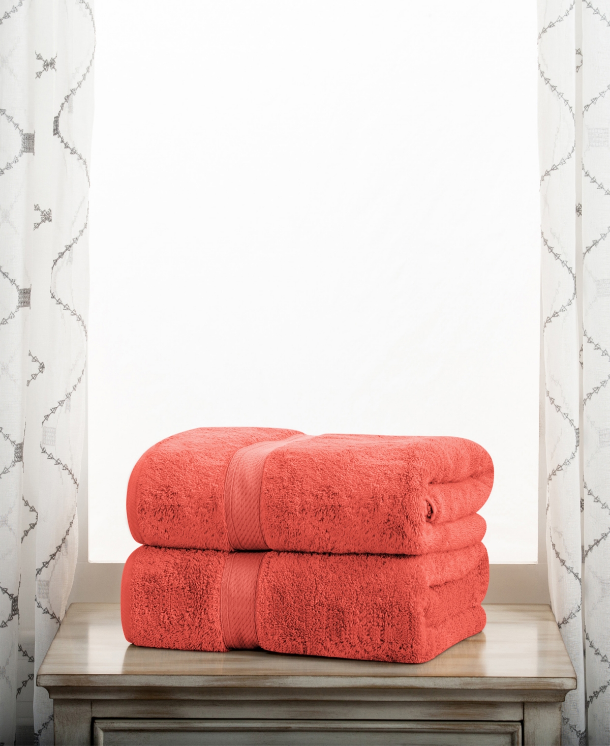 Superior Highly Absorbent Egyptian Cotton 2-piece Ultra Plush Solid Bath Towel Set In Coral