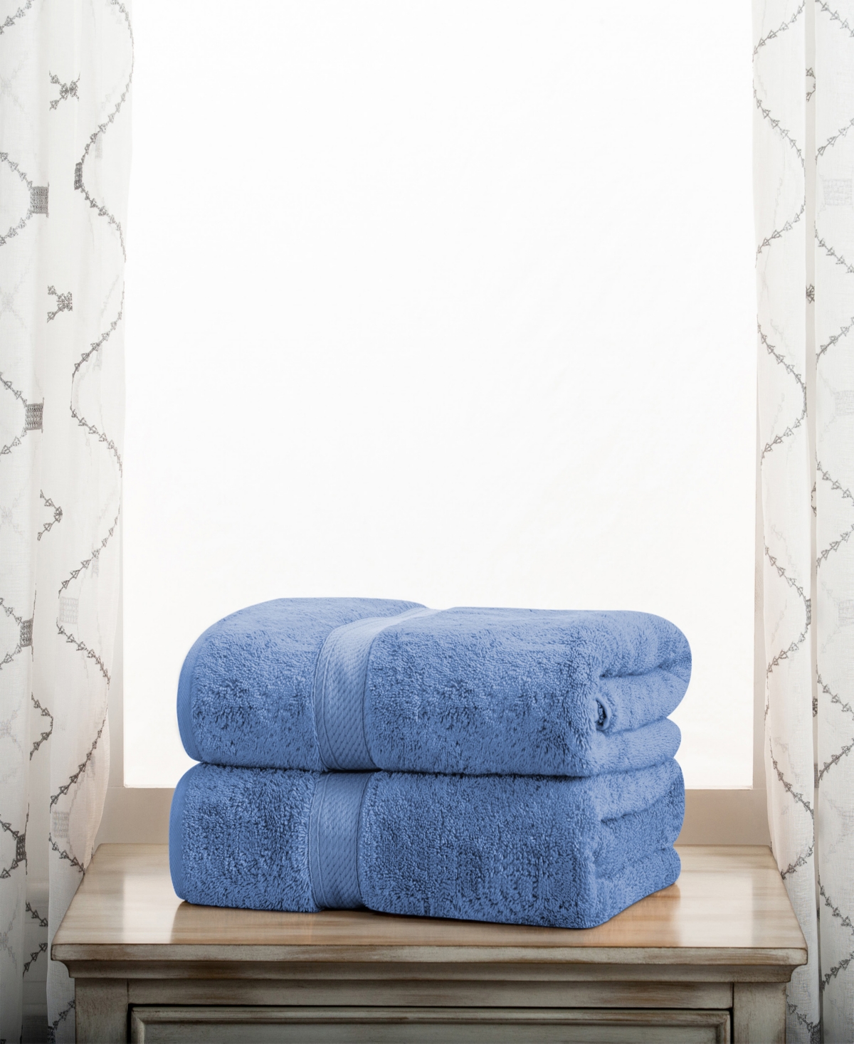 Superior Highly Absorbent Egyptian Cotton 2-piece Ultra Plush Solid Bath Towel Set In Denim Blue