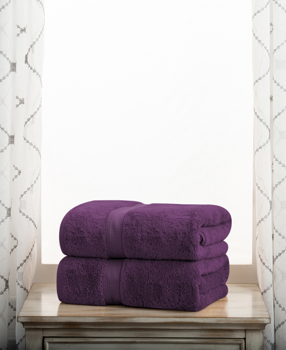 Superior Highly Absorbent Egyptian Cotton 2-piece Ultra Plush Solid Bath Towel Set In Plum