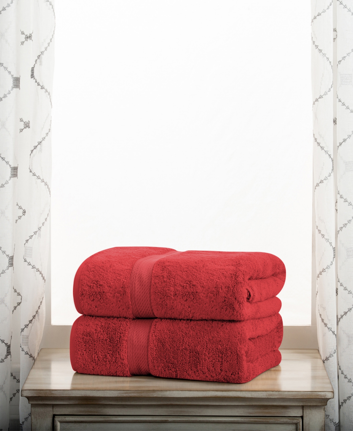 Superior Highly Absorbent Egyptian Cotton 2-piece Ultra Plush Solid Bath Towel Set In Red