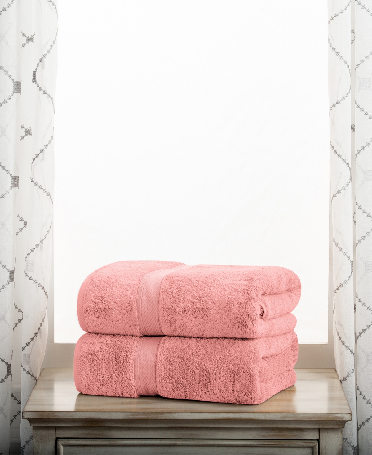 Superior Highly Absorbent Egyptian Cotton 2-piece Ultra Plush Solid Bath Towel Set In Tea Rose