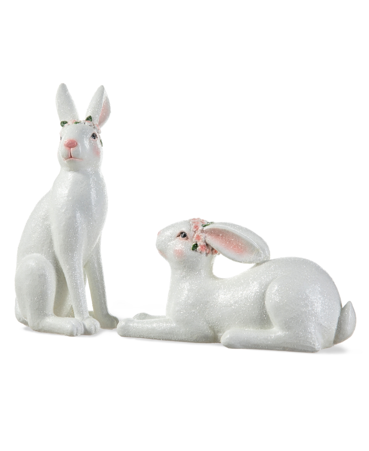 Glitzhome 9.75" H Easter Resin Bunny Table Decor, Set Of 2 In Multi