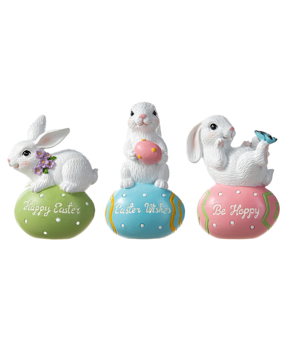 Glitzhome 4.5" H Easter Resin Bunny Table Decor, Set Of 3 In Multi