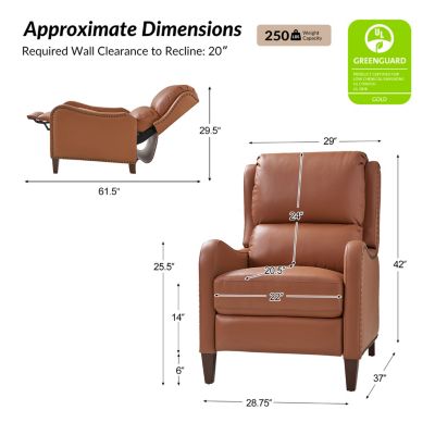 1 piece Leather Pushback Recliner chair