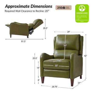 1 piece Leather Pushback Recliner chair