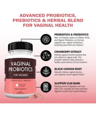 Vaginal Probiotics - Healthy Vaginal Odor & pH Balance - Prebiotics, Cranberry Extract, D Mannose, 30 Capsules