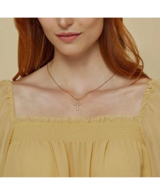 14k Gold Plated Wena Cross Necklace Holiday Gift Idea