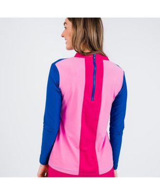 Women's Back Zip Color Block Rash Guard