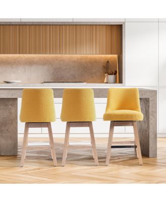 26" Upholstered Swivel Counter Height Bar Stools (Set of 3)