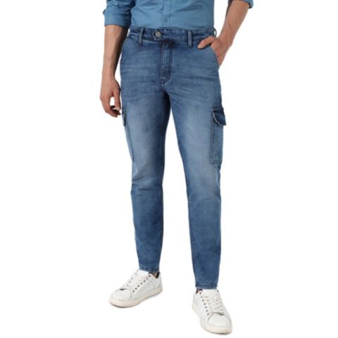 Мужские джинсы Cahoot Campus Sutra Medium-Wash Cargo Denim Jeans, цвет: Синий