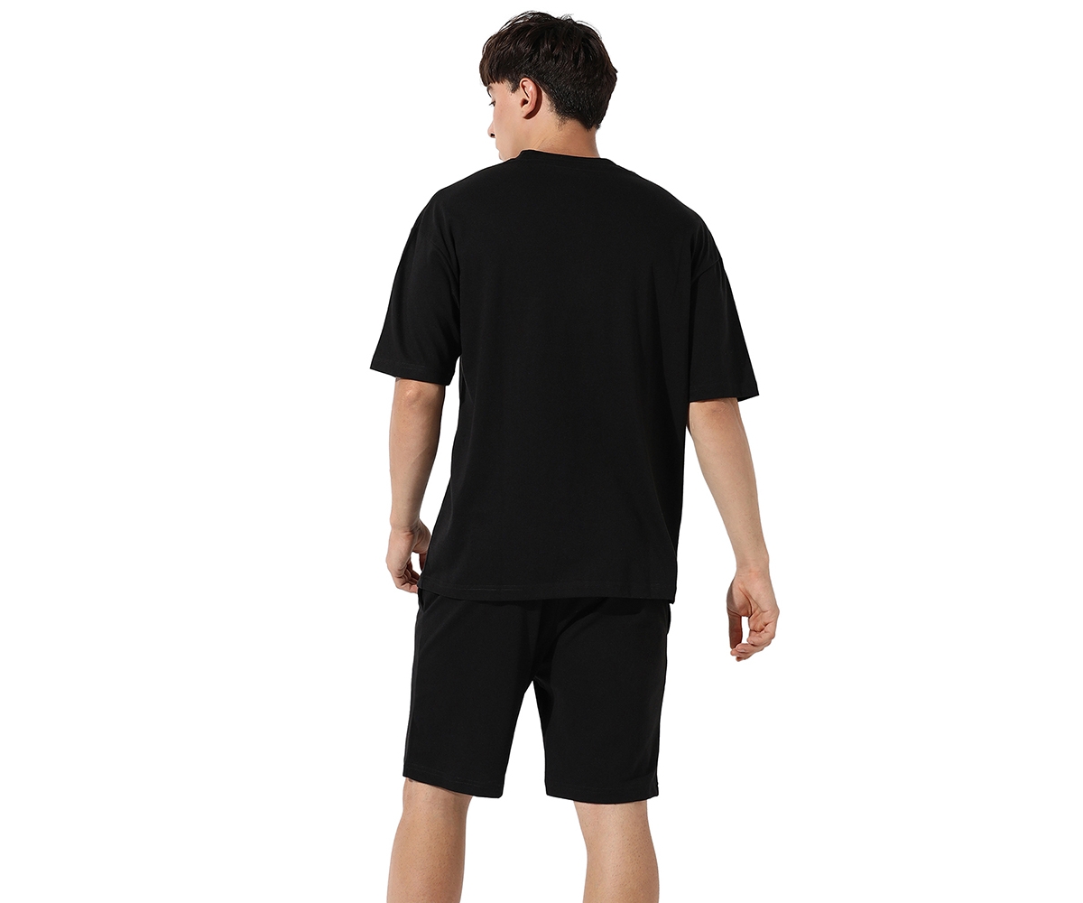 Campus Sutra Men's Oversized SolidCasual Co-Ord Set - Black