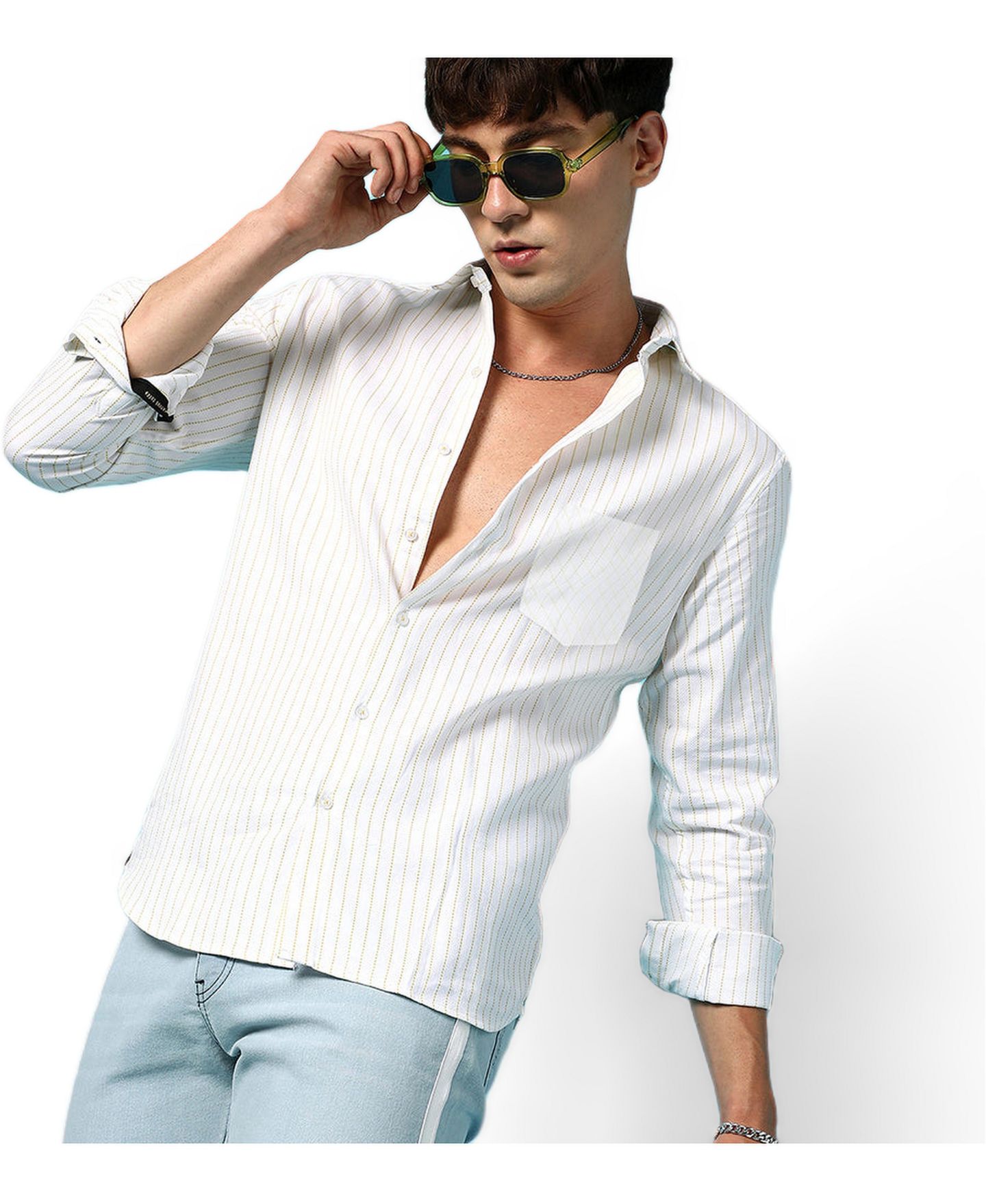 Мужская рубашка Cahoot White Chalk Striped, цвет: Белый — фото 2