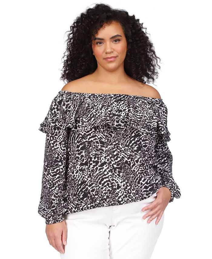 Print Off-the-shoulder Top Rabbit