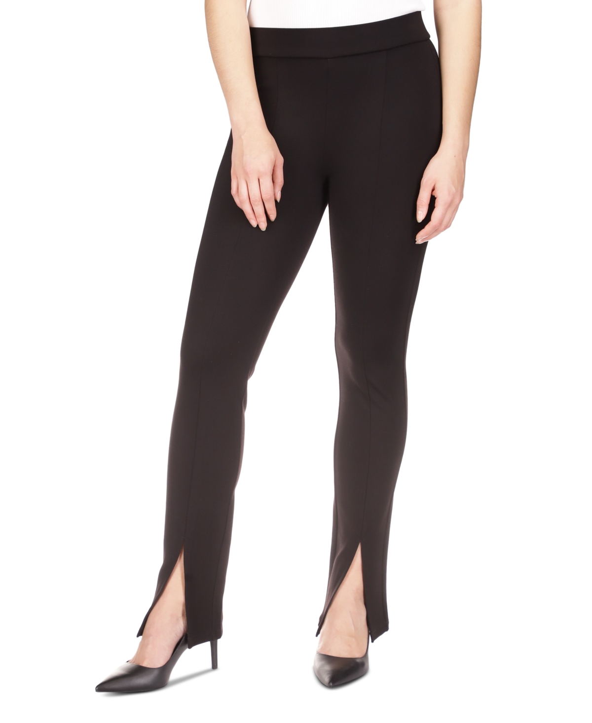 Shop Michael Kors Michael  Women's Slit-hem Leggings, Regular & Petite In Black