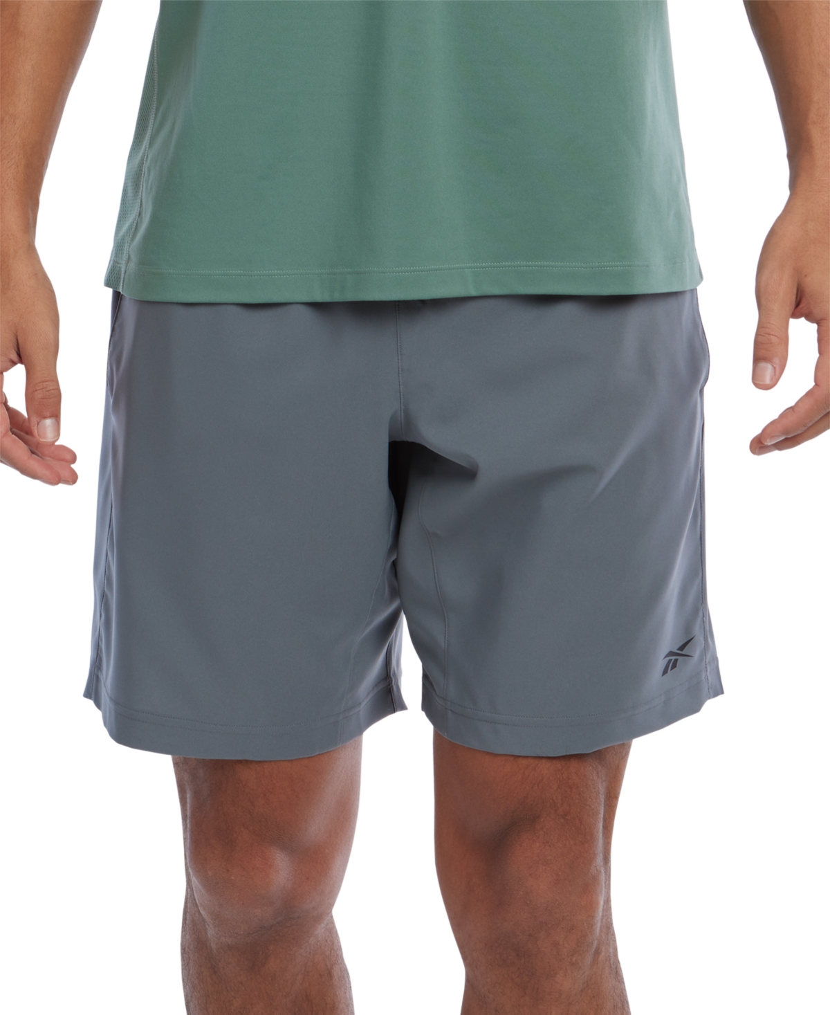 Shop Reebok Men's Regular-fit Moisture-wicking 9" Woven Drawstring Shorts In Cold Grey