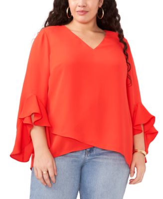 Vince Camuto Plus Size Flutter-Sleeve Top - Macy's