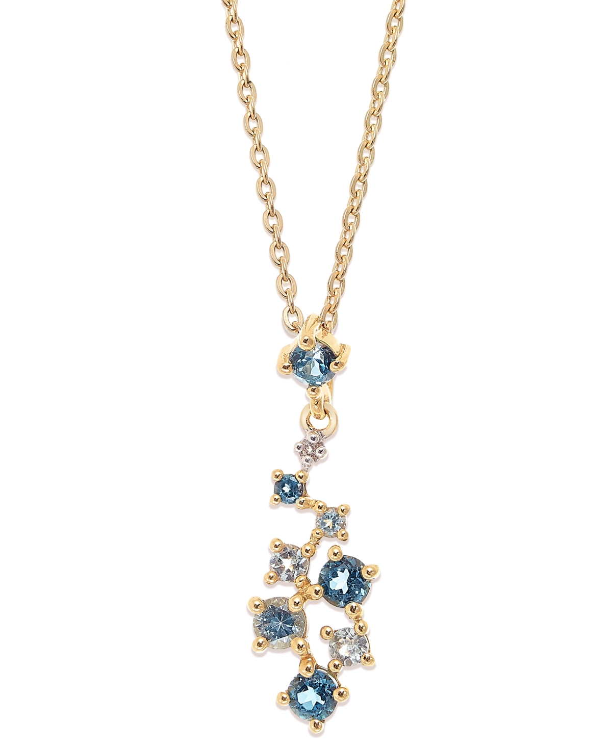 Macy's Multi-gemstone (5/8 Ct. T.w.) Cluster Pendant Necklace In 14k Gold Over Sterling Silver, 18" In Multi-blue  White Topaz