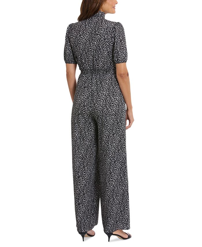 London Times Petite Ruffle Neck Short Sleeve Jumpsuit Macy s