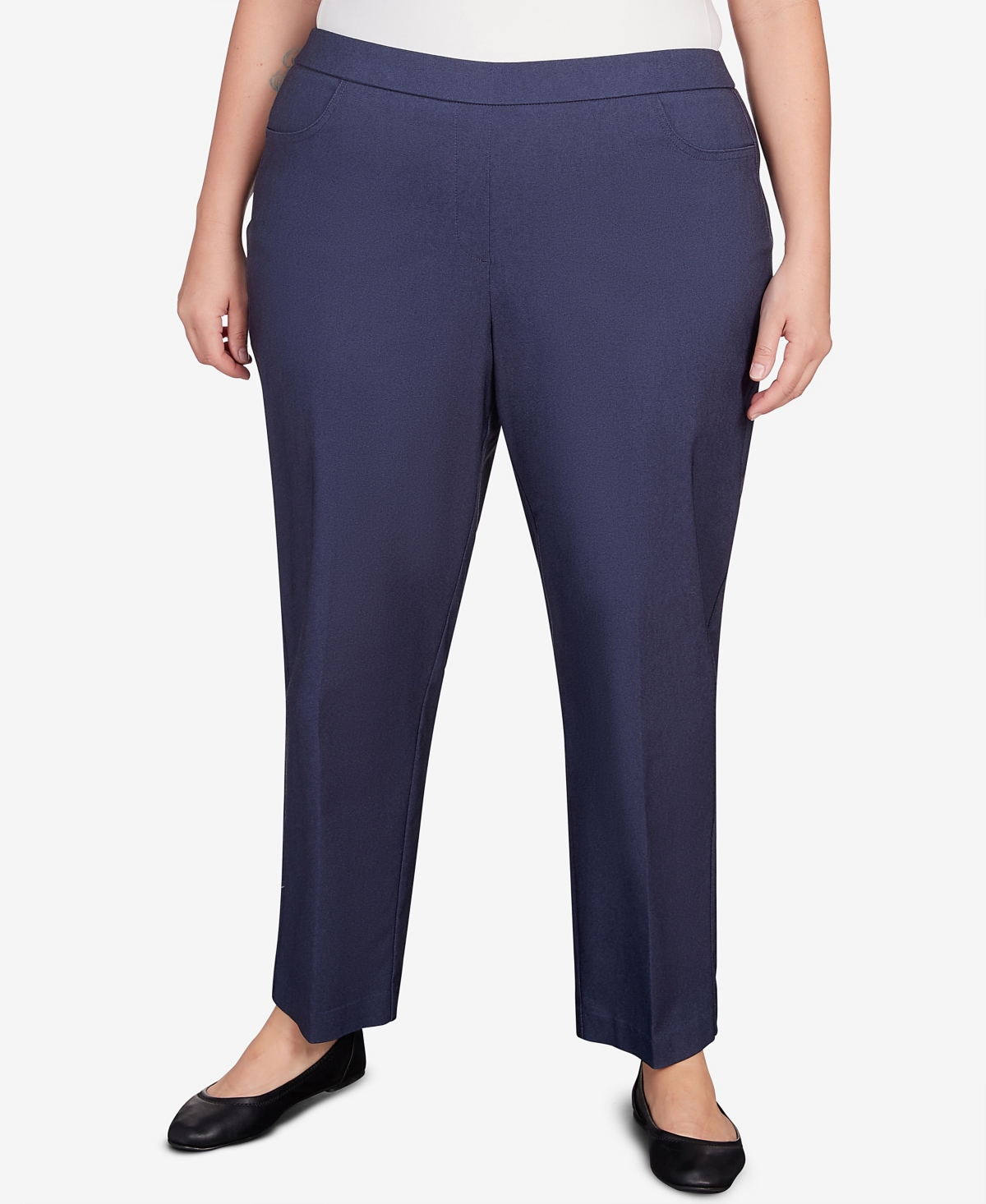 Plus Size A Fresh Start Dark Denim Pull On Average Length Pants - Denim Heather