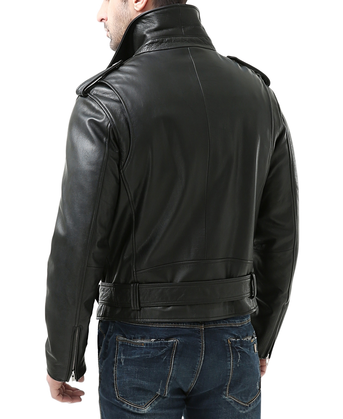 Bgsd Men Classic Leather Motorcycle Jacket