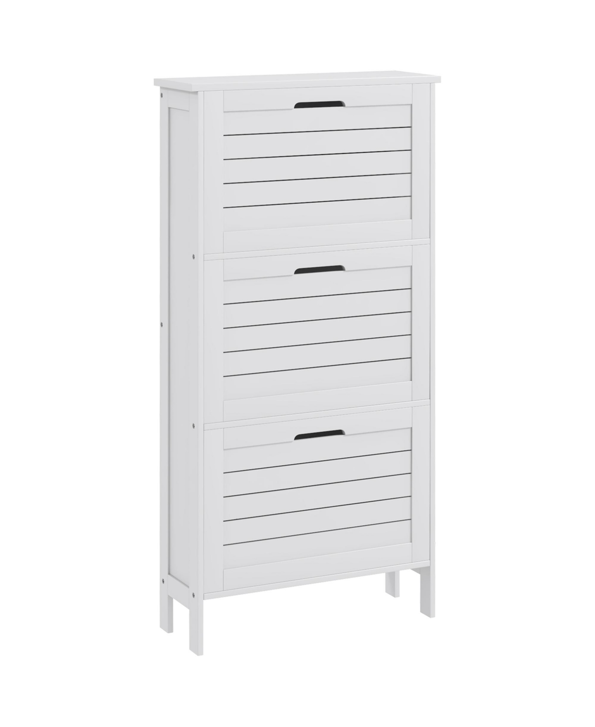 Modern Shoe Cabinet with 3 Flip Drawers for 6 Pairs, White - White