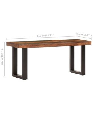 Bench 43.3" Solid Reclaimed Wood and Steel