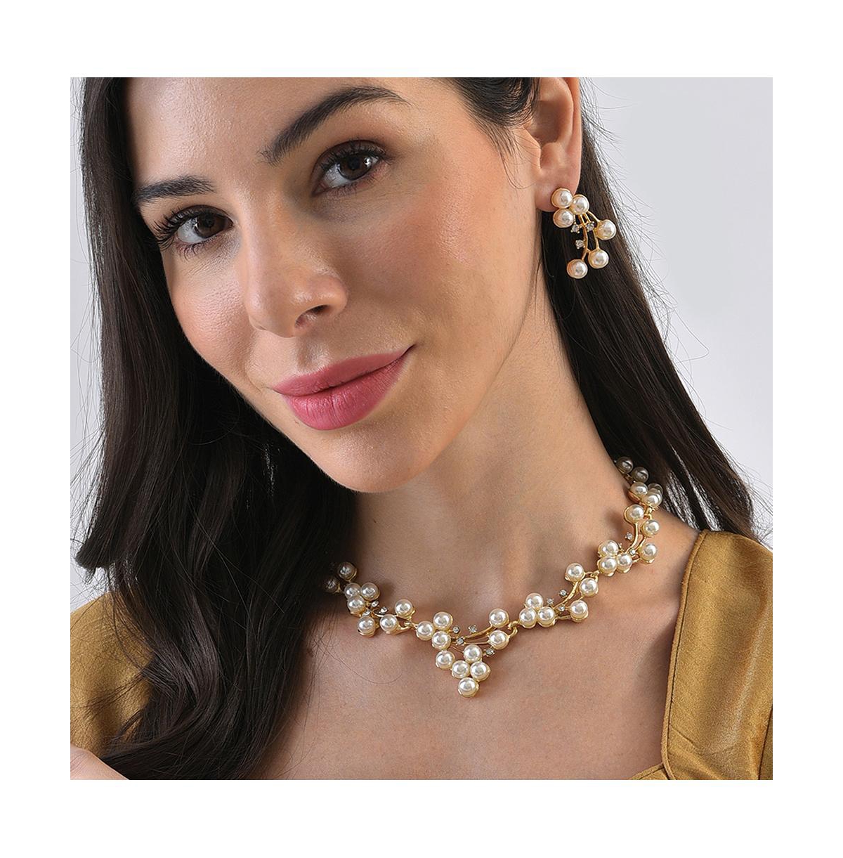 Sohi Women's Gold Pearl Cluster Jewelry Set In Gold