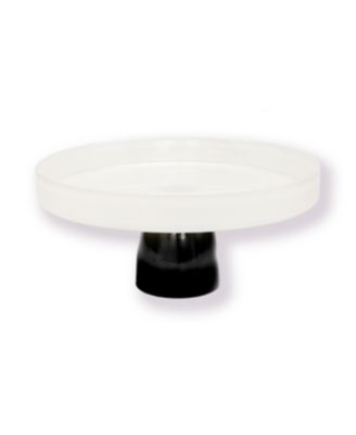 Glass Cake Plate on Black Stem, 9.5" D