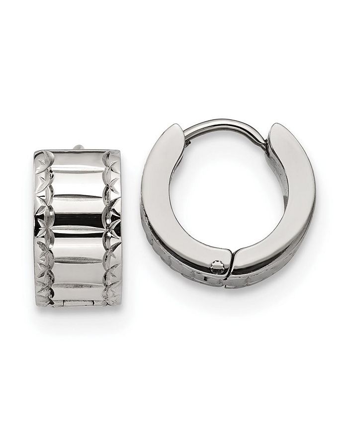 Chisel Stainless Steel Polished and Textured Hinged Hoop Earrings Macy's