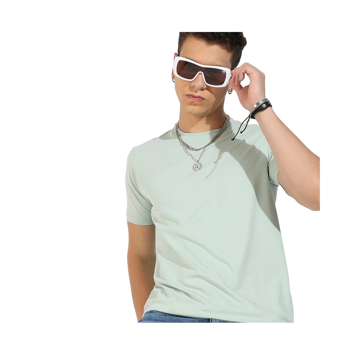 Campus Sutra Men'sBasic Regular Fit T-Shirt - Sage green