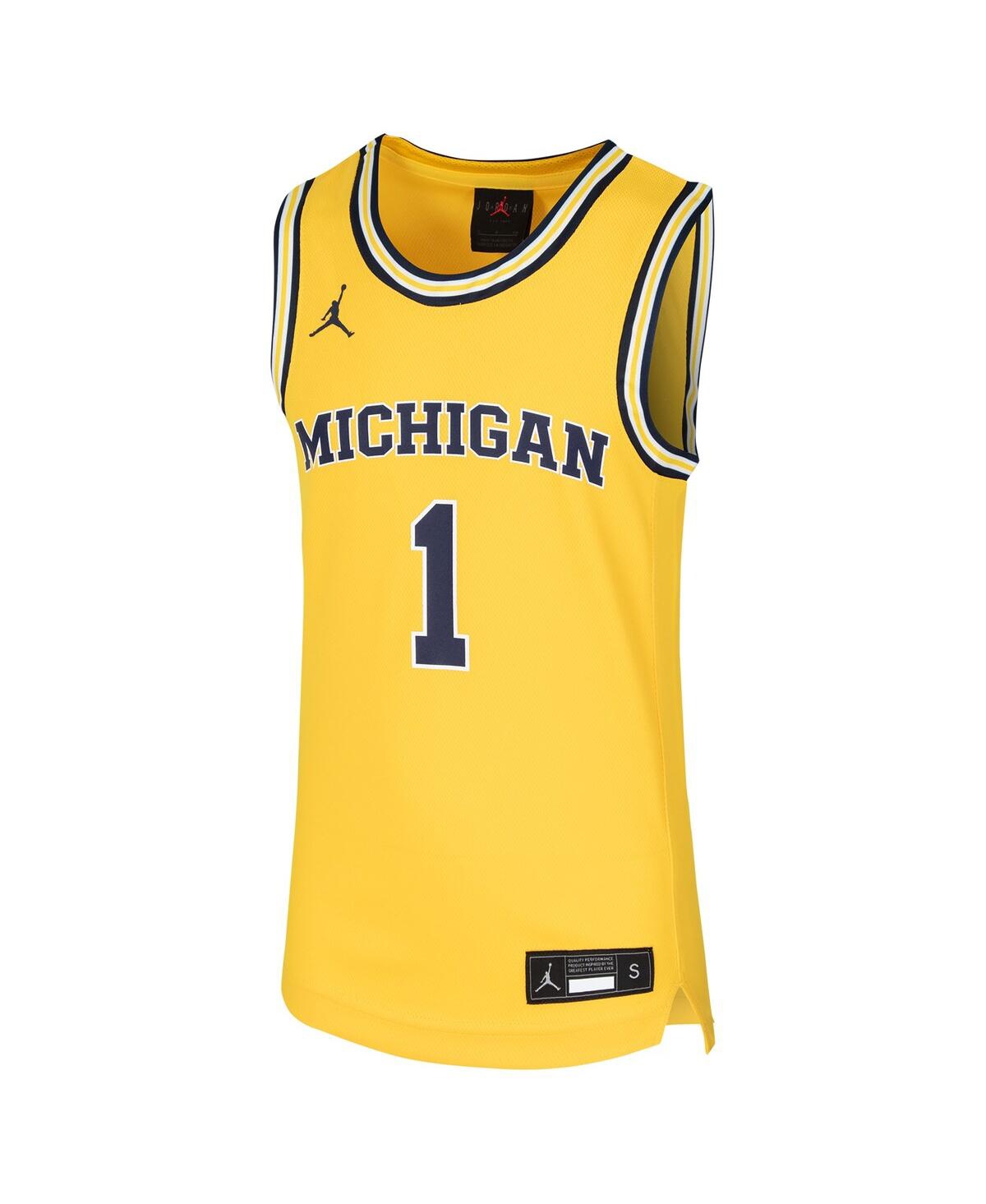 Big Boys Jordan #1Michigan Wolverines Team Replica Basketball Jersey - Maize