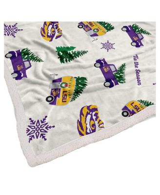 Pegasus LSU Tigers Holiday Truck Repeat 50" x 60" Sherpa Flannel Fleece Blanket