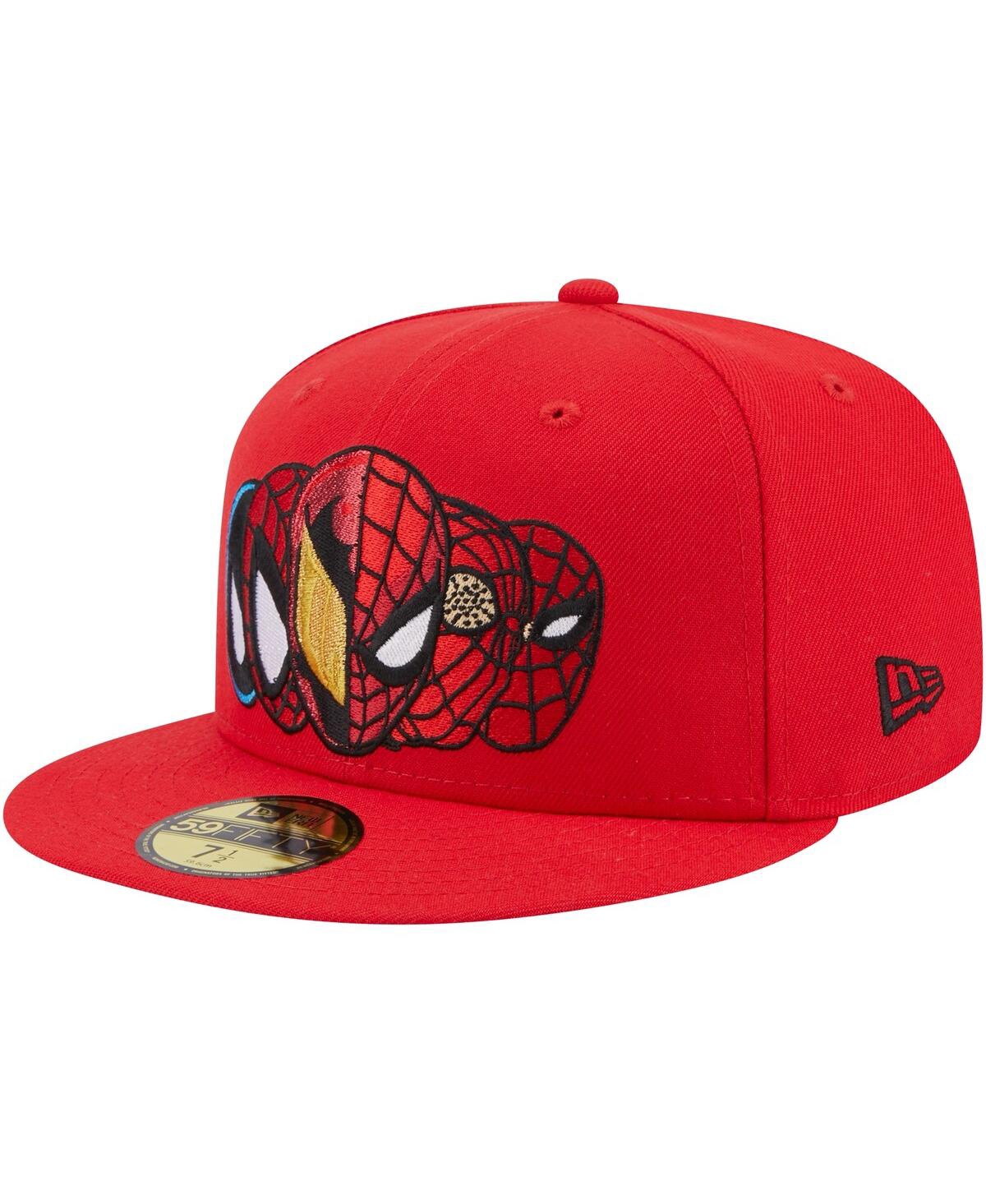 Men's New EraSpider-Man Faces 59FIFTY Fitted Hat - Red