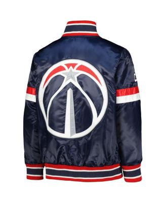 Big Boys Navy Washington Wizards Home Game Varsity Satin Full-Snap Jacket