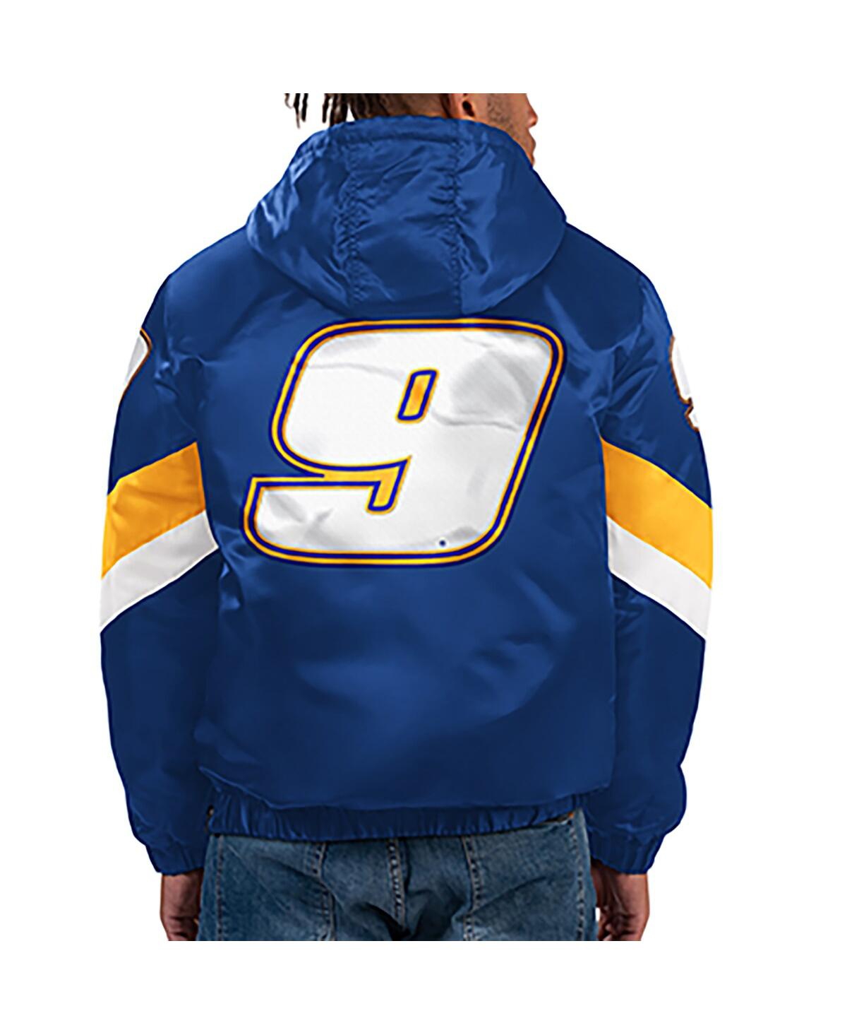 Men's StarterChase Elliott Home Team Satin Half-Zip Hoodie Jacket - Royal