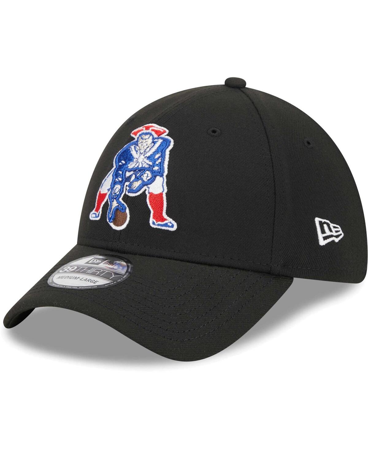 Men's New Era Black New England Patriots Throwback Main 39THIRTY Flex Hat - Black