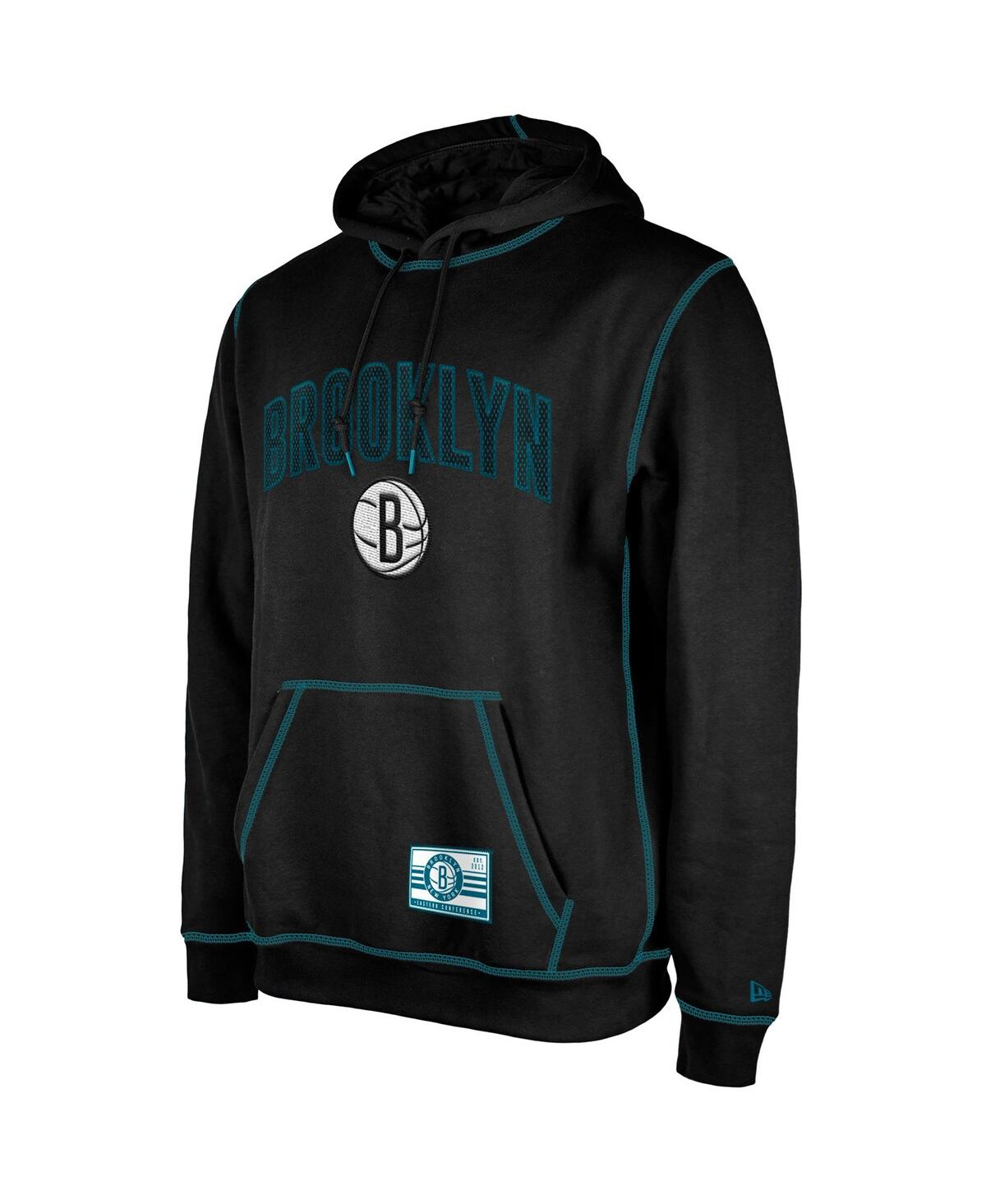 Men's New EraBrooklyn Nets 2023/24 City Edition Satin Stitch Elite Pack Pullover Hoodie - Black