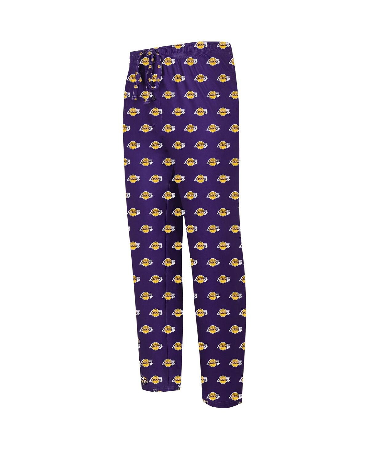 Men's Concepts SportLos Angeles Lakers Allover Logo Print Gauge Sleep Pants - Purple
