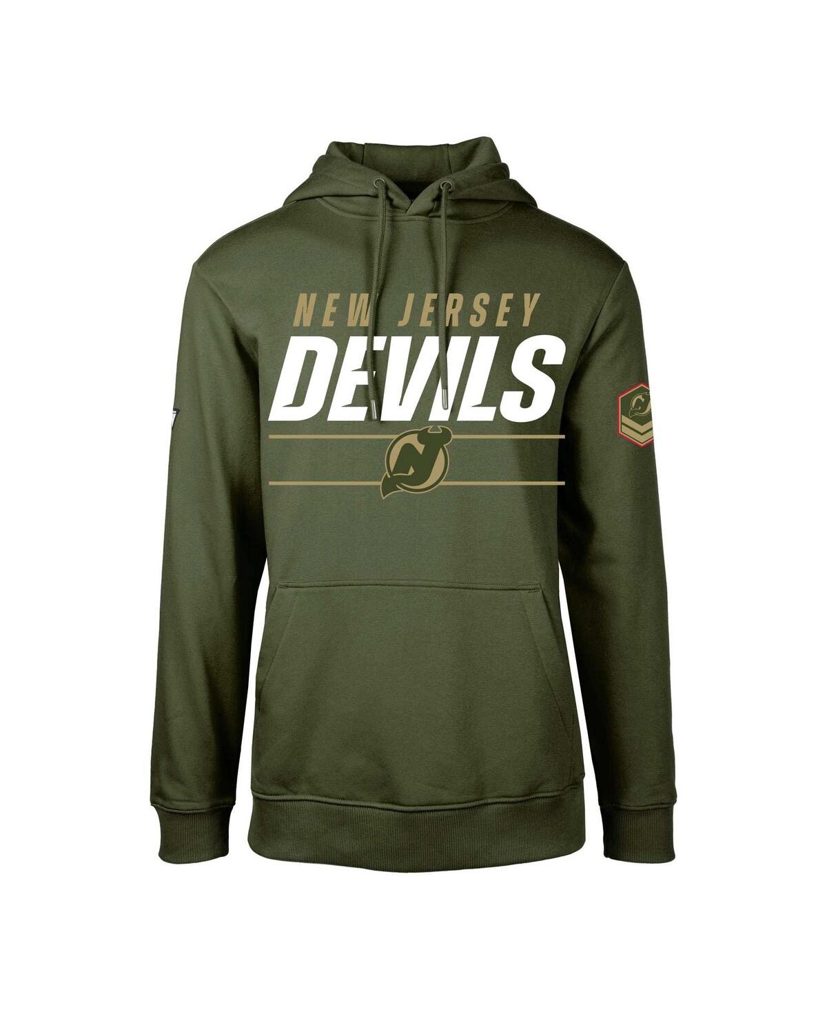 Men's LevelWear Olive New Jersey Devils Podium Fleece Pullover Hoodie - Olive