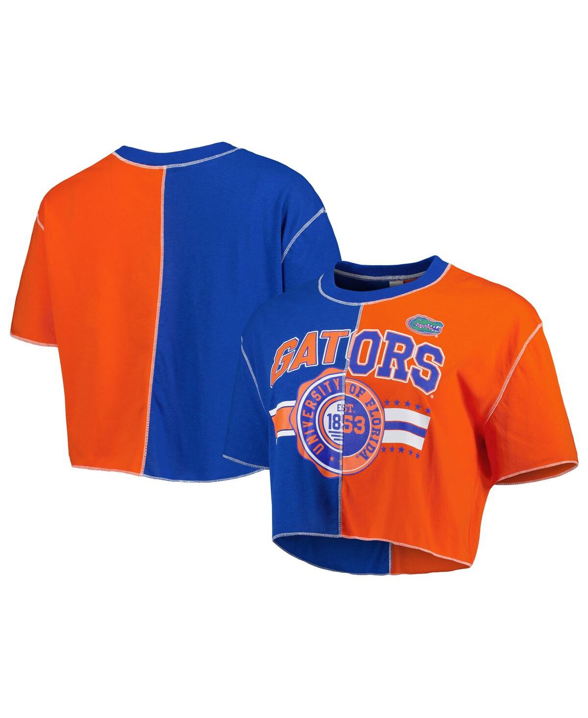 Women's ZooZatz Royal, Orange Florida Gators Colorblock Cropped T-shirt - Royal, Orange