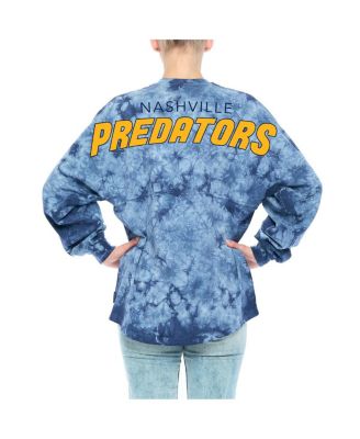 Women's Navy Nashville Predators Crystal-Dye Long Sleeve T-shirt
