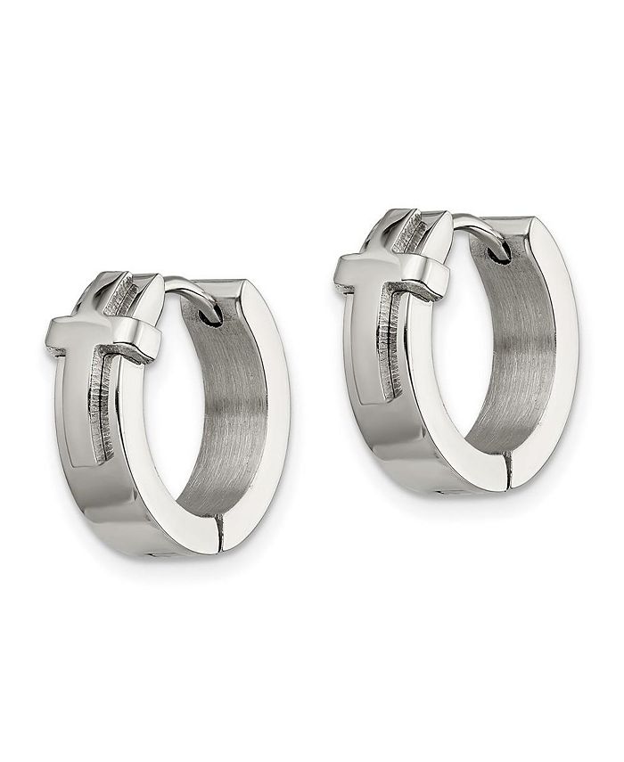 Chisel Stainless Steel Polished Cross Hinged Hoop Earrings Macy's
