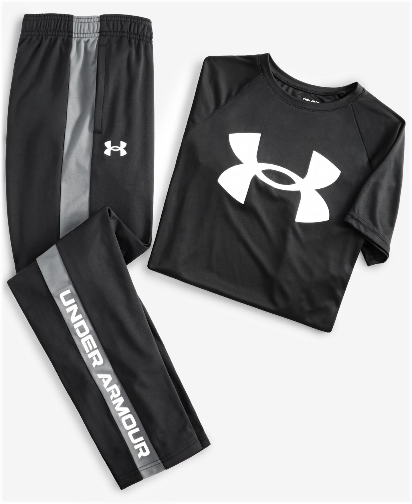 Комплекты Under Armour T-Shirt & Brawler Tapered Pants для мальчиков, цвет: Чёрный — фото 3