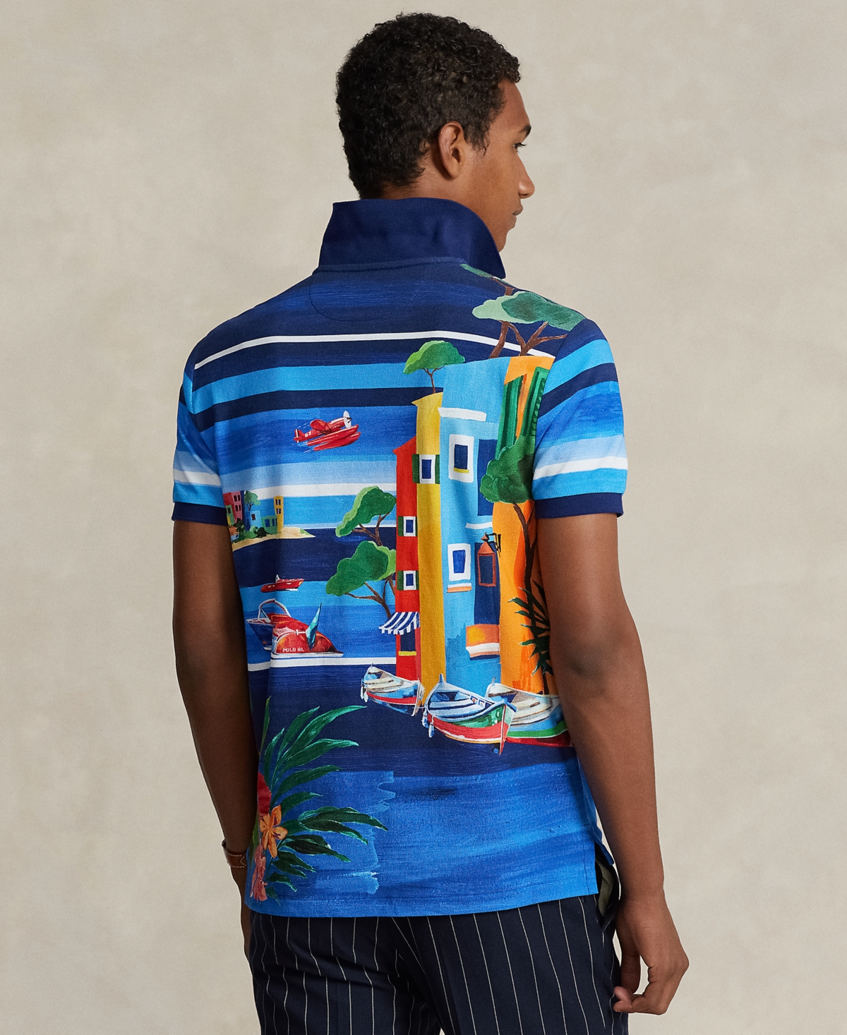 Shop Polo Ralph Lauren Men's Classic-fit Print Mesh Polo Shirt In Le Grand Blue