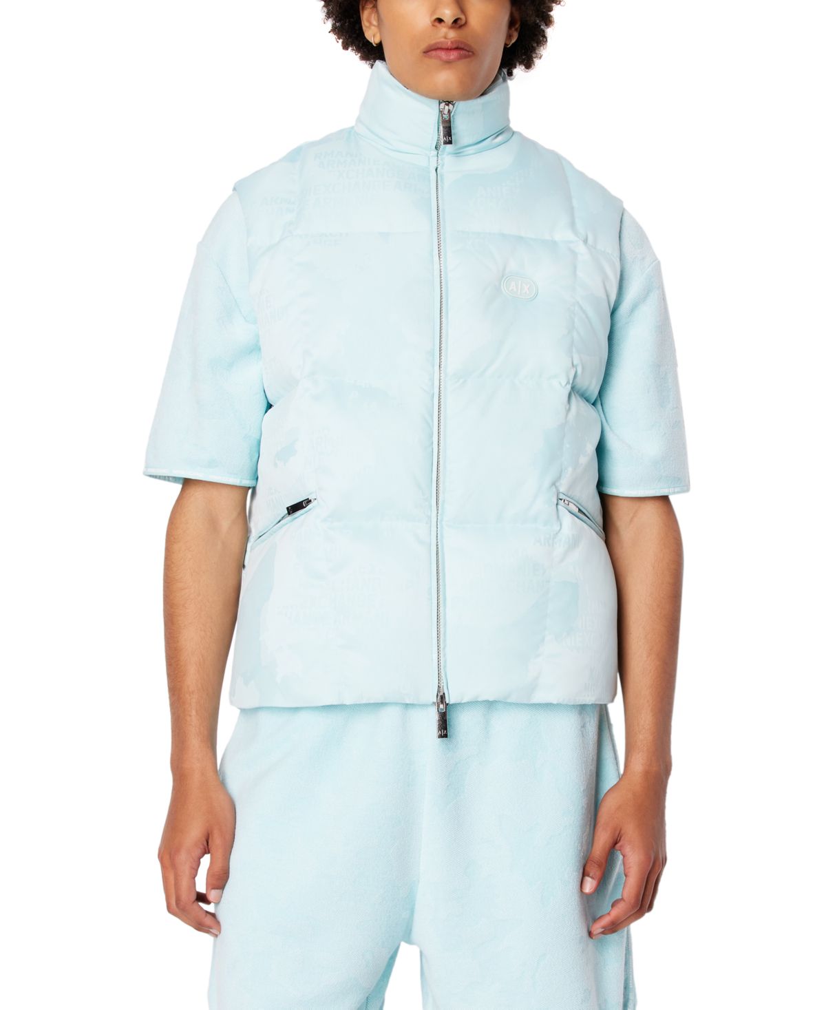 Мужской пуховик на молнии спереди с камуфляжным принтом