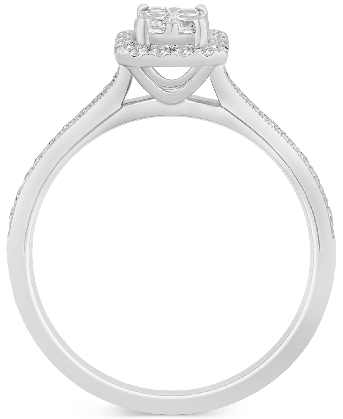 Macy's Diamond Emerald Shaped Halo Cluster Engagement Ring (1/2 Ct. T.w.) In 14k White Gold In White Gold