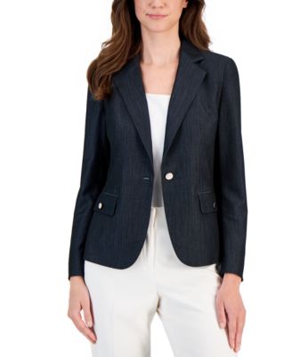 Anne Klein - Women's Denim One-Button Blazer