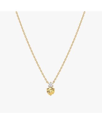 14k Gold Plated Deux Birthstone Necklace Personalized Gift Idea