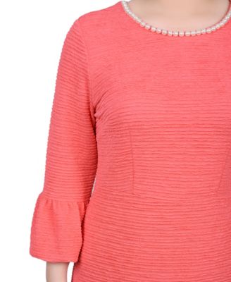 Petite 3/4 Length Imitation Pearl Detail Dress