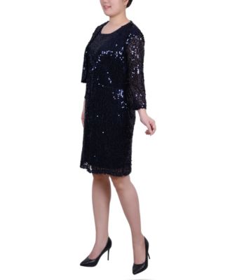 Petite Sequined Bolero Jacket and Dress Set, 2 Piece